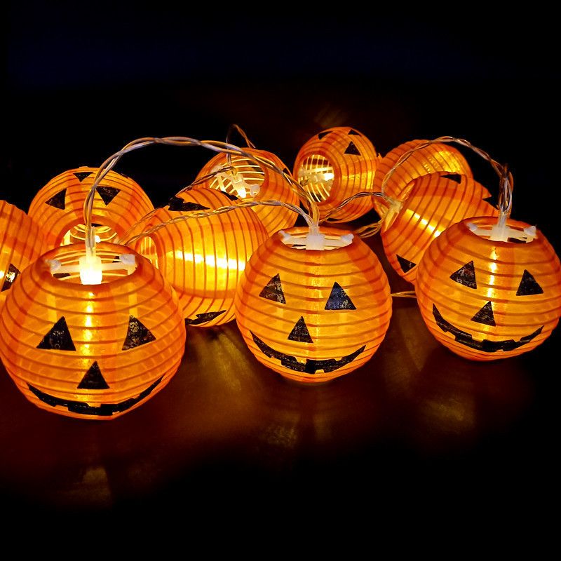 Outdoor waterproof halloween fabric pumpkin lantern solar string light for festival,garden,courtyard,party decoration