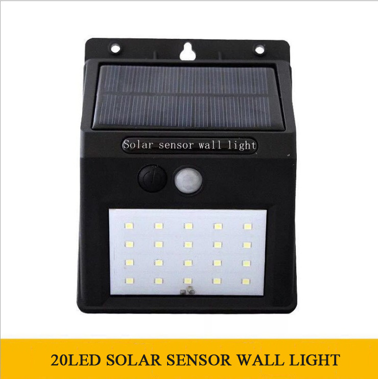 Waterproof IP65 20 LED motion sensor courtyard garden Wall solar Lights Outdoor for Garage Patio Driveway Yard landscape