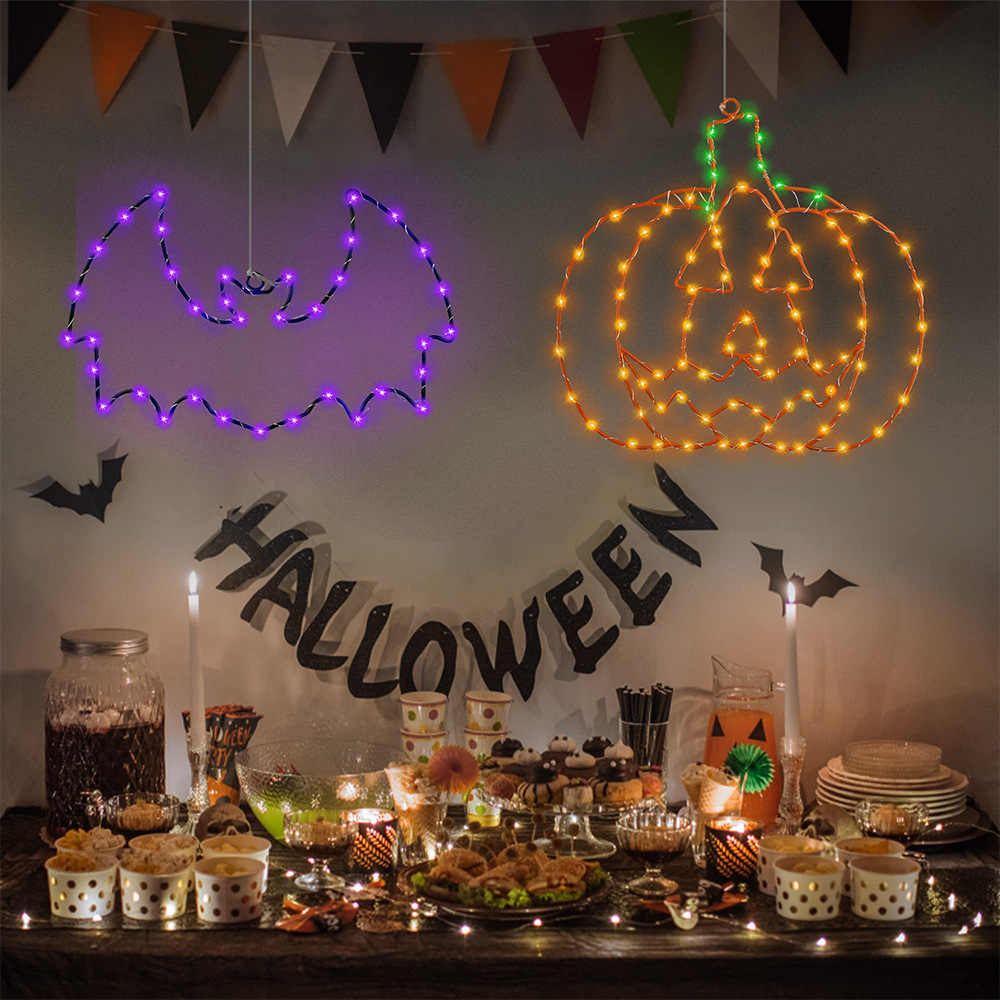 High quality waterproof led copper wire iron bat halloween string lights for outdoor garden tree courtyard  decoration