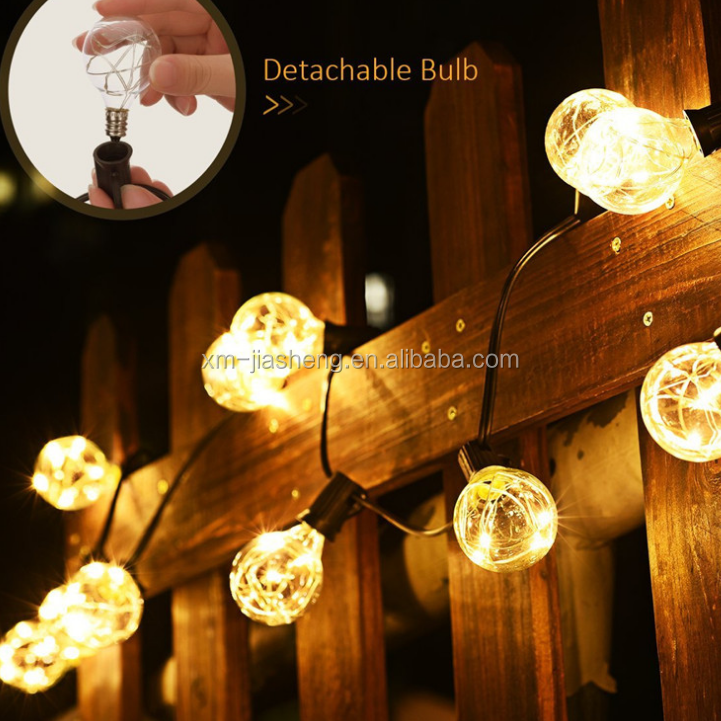 Outdoor waterproof DC adapter 5 led rgb copper wire G40 bulb string light for christmas,hotel,courtyard,home decoration