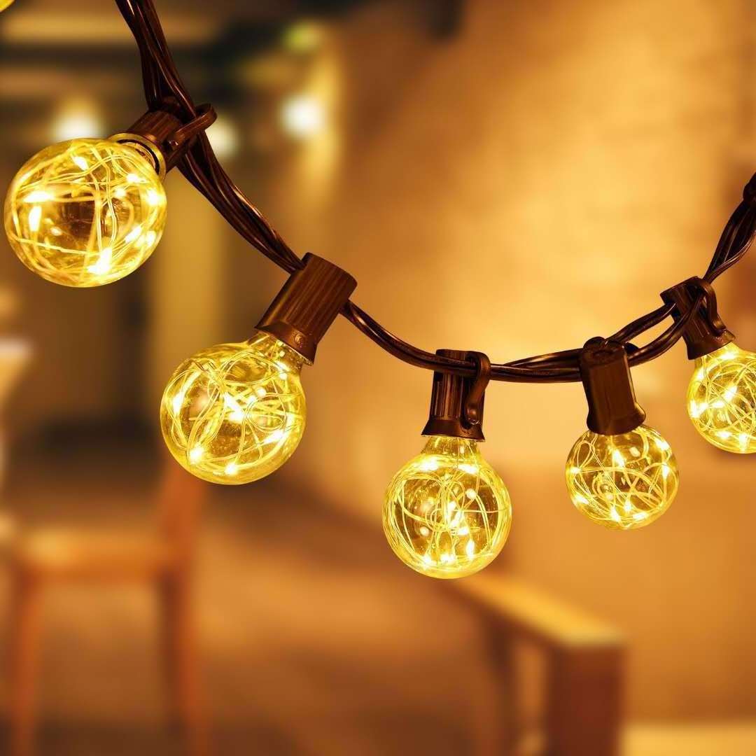 Outdoor waterproof DC adapter 5 led rgb copper wire G40 bulb string light for christmas,hotel,courtyard,home decoration