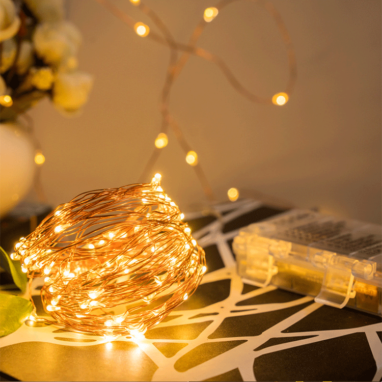 High quality 100 led 10M battery powered copper wire fairy string light for Decoration Christmas Halloween Wedding Party