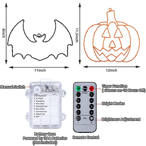 High quality waterproof led copper wire iron bat halloween string lights for outdoor garden tree courtyard  decoration