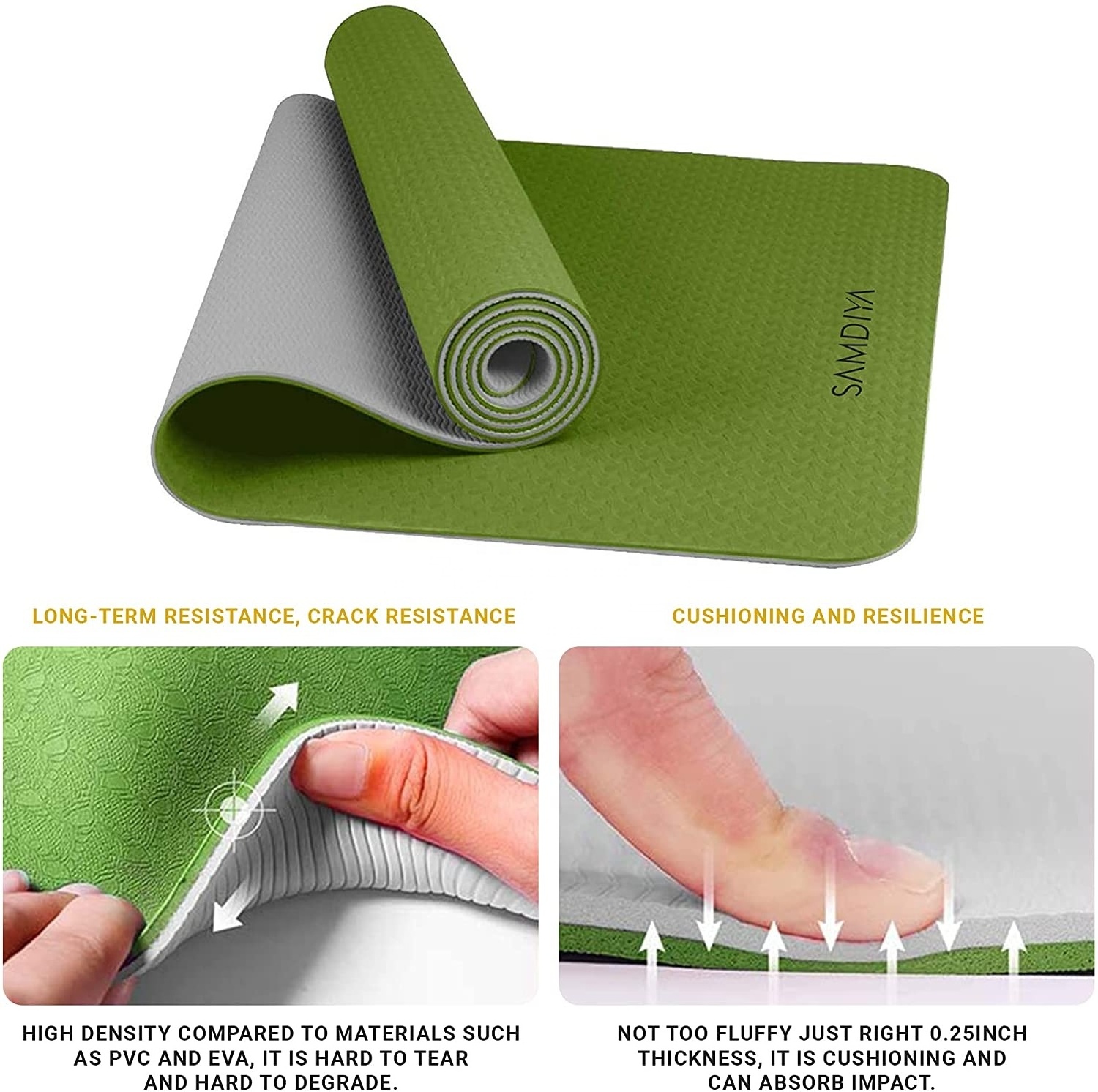 Quality Weighted Popular Yoga Mat Matt Eco-Friendly Material 12 Non-Slip Yoga Pilates Fitness at Home & Gym Twin Color Yoga Mat