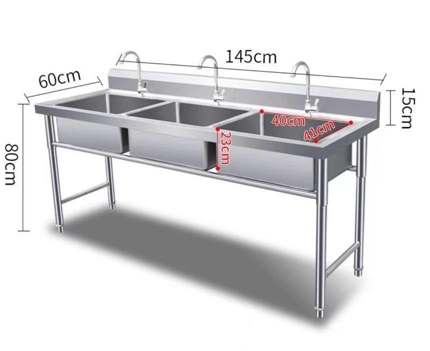 Commercial dishwashing sink stainless steel thickened material available in hotel restaurants