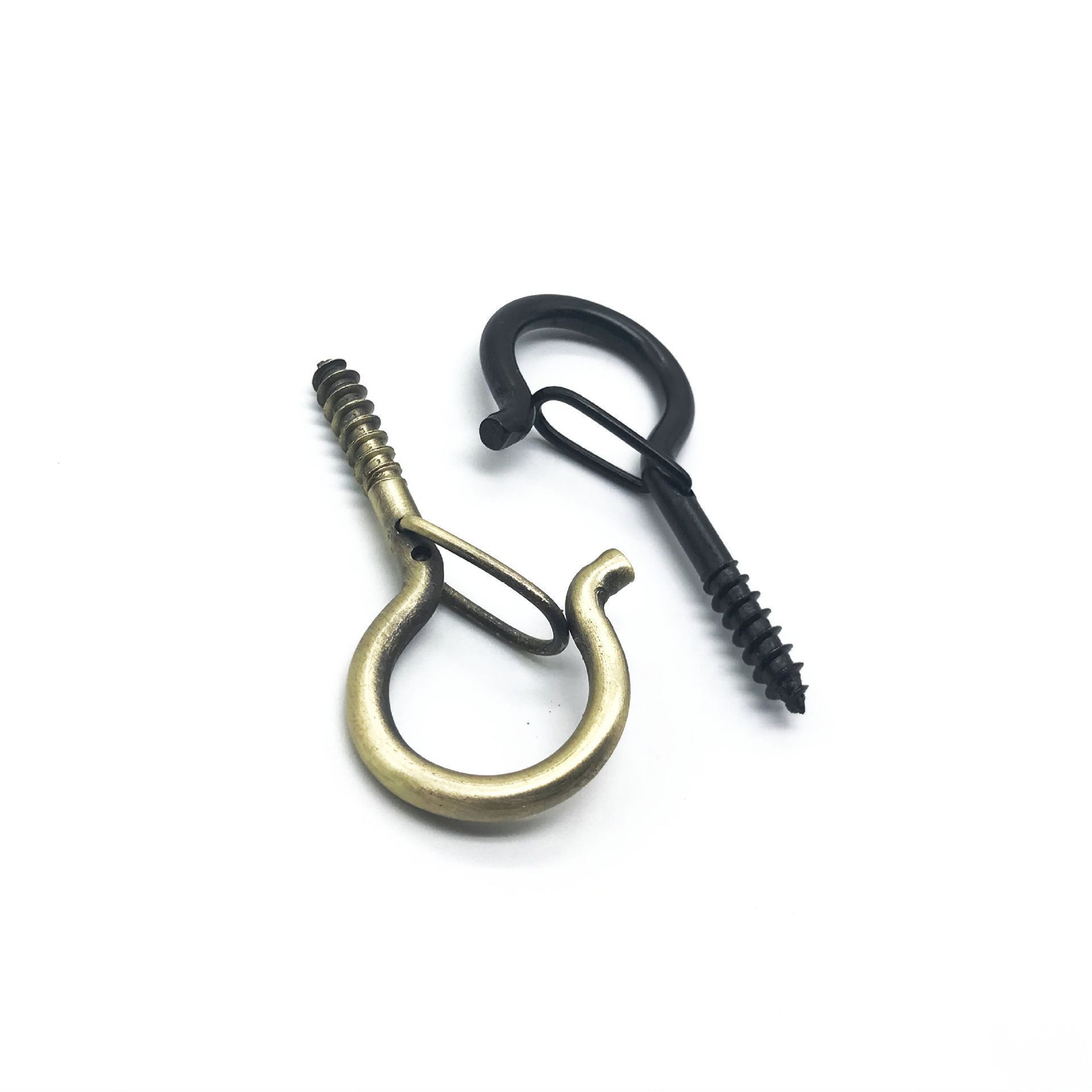 Multi-style Green Bronze Goat Wholesale Metal Sheep Eye Hook Black Nickel Q Type With Spring Safety Buckle Sheep Eye Nail Hook