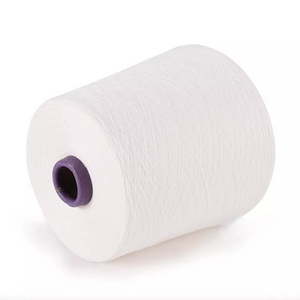 100% Virgin polyester yarn polyester spun yarn raw white in China use for knitting and weaving 10S waxed