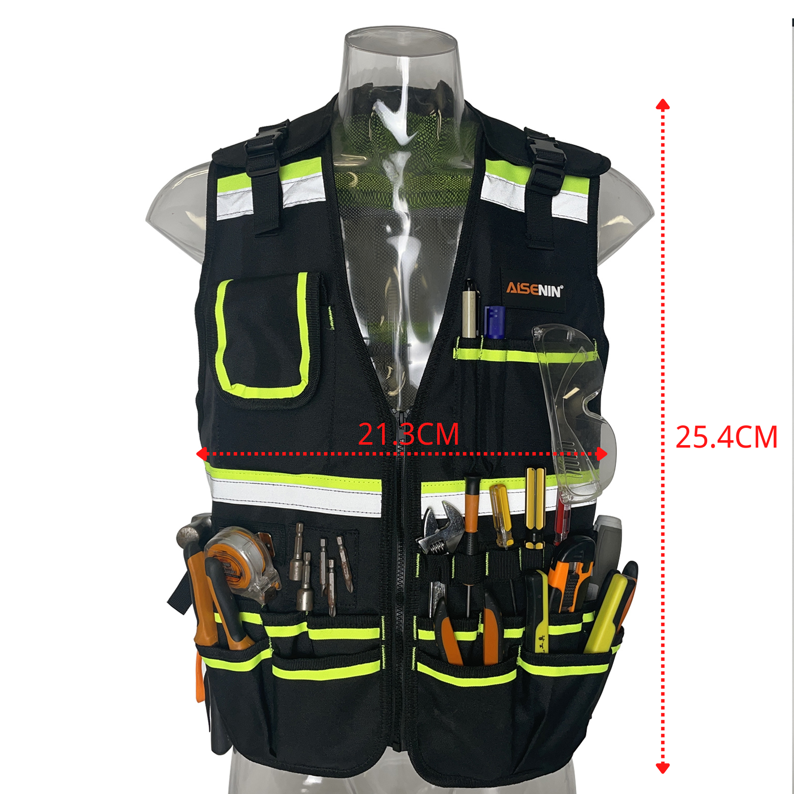 High Quality Woodworking Electrician Blue Yellow Fluorescent Green Outdoor Vest Tool Work Vest Safety Cooling Vest For Men