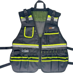 Tool Vest Safety Work Vest with Adjustable Straps,Removable Phone Holder for Electrician,Construction,Carpenters