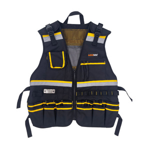 Customized According To Design Reflective Vest Electrician Orange Safety Work Tool Vest