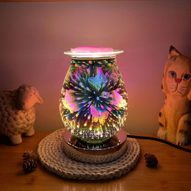 low price 3D Glass Electric Oil Warmer Wax Tart Burner Perfect Aroma Decorative Lamp wax melt burner wholesale