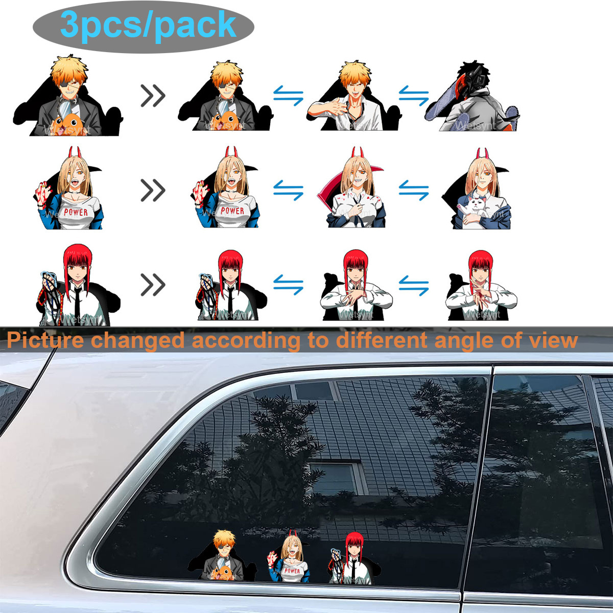 Wholesale 300 Designs 3D Anime Motion Stickers SPY FAMILY Jujutsu Kaisen DBZED  Waterproof Car Decals Laptop Wall Decor