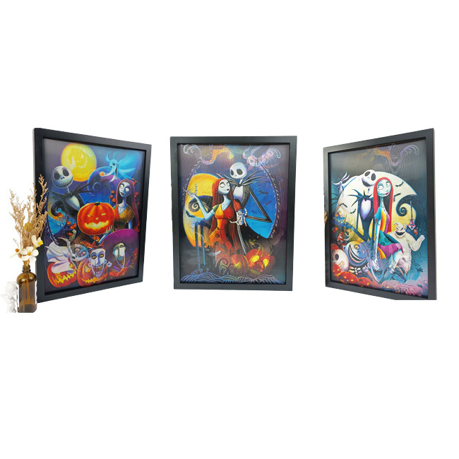 Halloween Horror Series Flip Poster The Nightmare Before Christmas 3D Lenticular Poster Wall Decor Anime  Poster