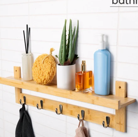 Bamboo Coat Rack with Shelf | Coat Rack Wall Mount