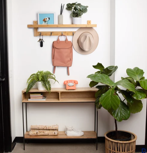 Bamboo Coat Rack with Shelf | Coat Rack Wall Mount