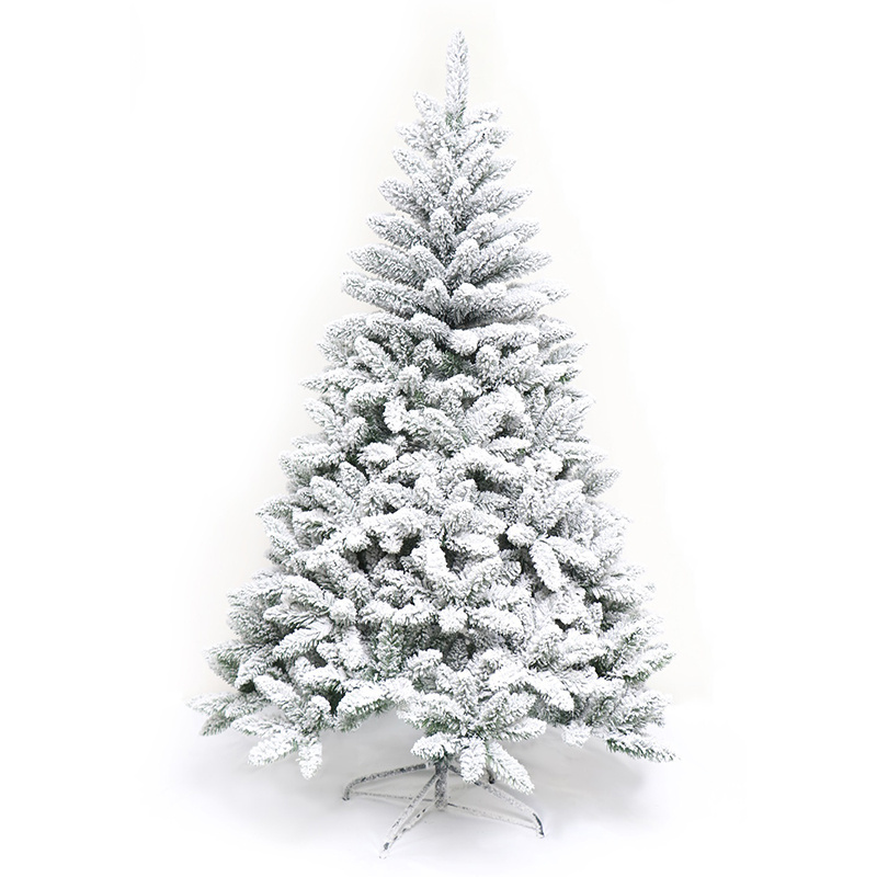 New design navidad automatic artificial tree  PE PVC fire-proof  Flocked  Big Snow White XMAS  christmas tree with metal stand