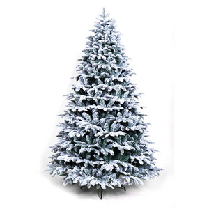 2023 NEW Green PE and PVC mixed hinged Christmas tree with snow home decor artificial Christmas flock tree