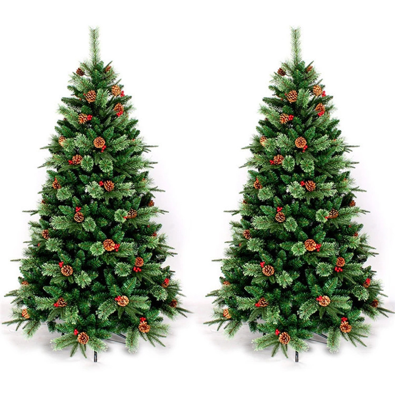 120cm PVC PE mixed Christmas trees with pine cone red berry artificial tree arbol de navidad