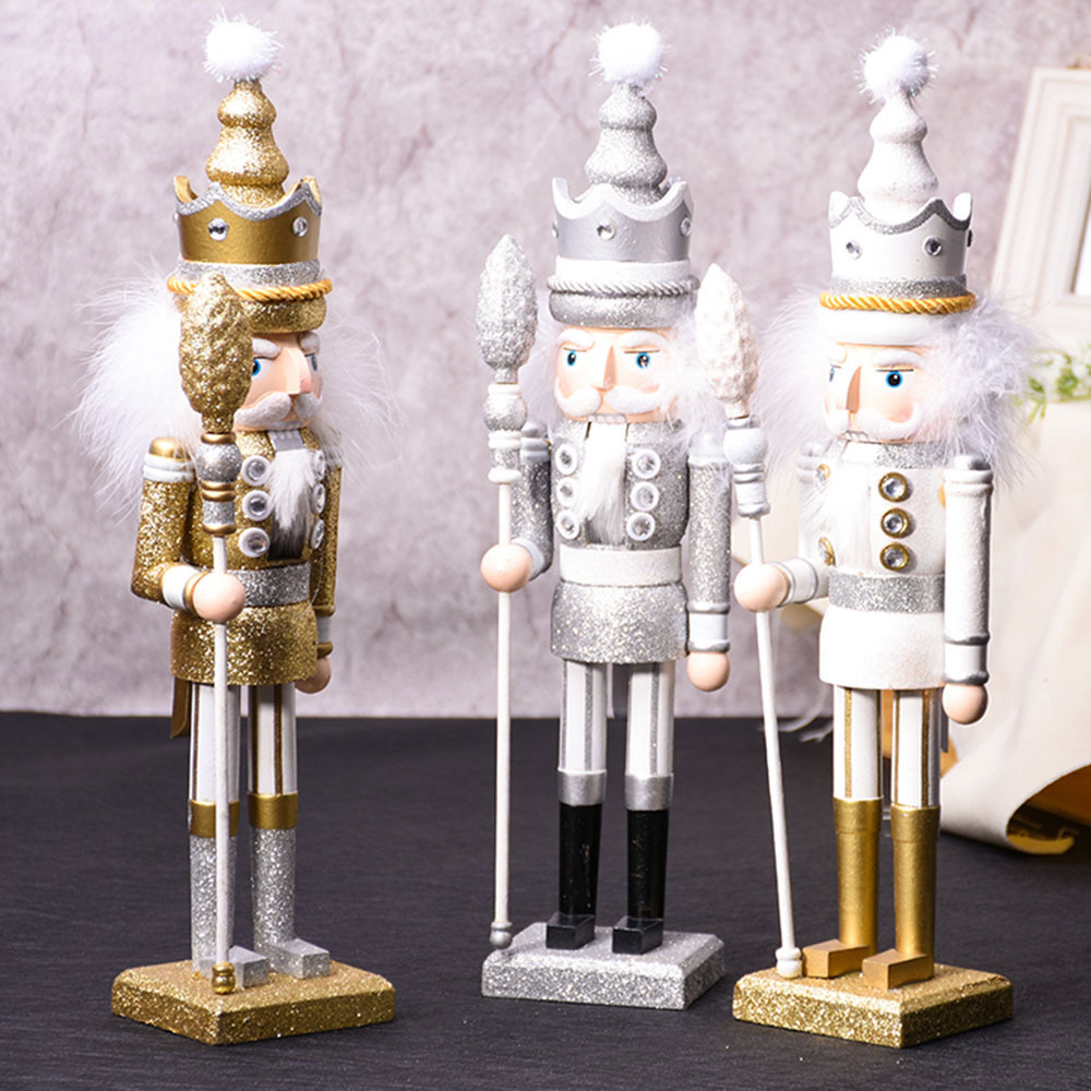 wholesale Christmas decoration wooden nutcracker with glitter Christmas nutcracker soldier