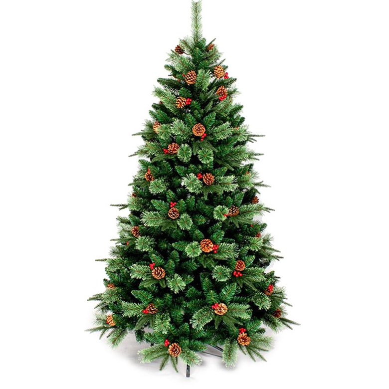 120cm PVC PE mixed Christmas trees with pine cone red berry artificial tree arbol de navidad