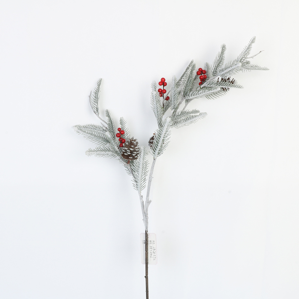 Artificial Mini Christmas Branches with Red Berries and Pine Cones for Holiday DIY Decorations