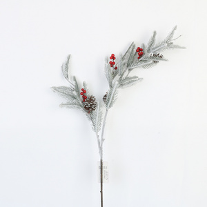 Artificial Mini Christmas Branches with Red Berries and Pine Cones for Holiday DIY Decorations