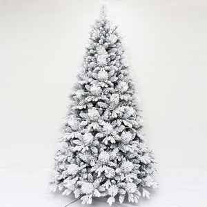 New design navidad automatic artificial tree  PE PVC fire-proof  Flocked  Big Snow White XMAS  christmas tree with metal stand