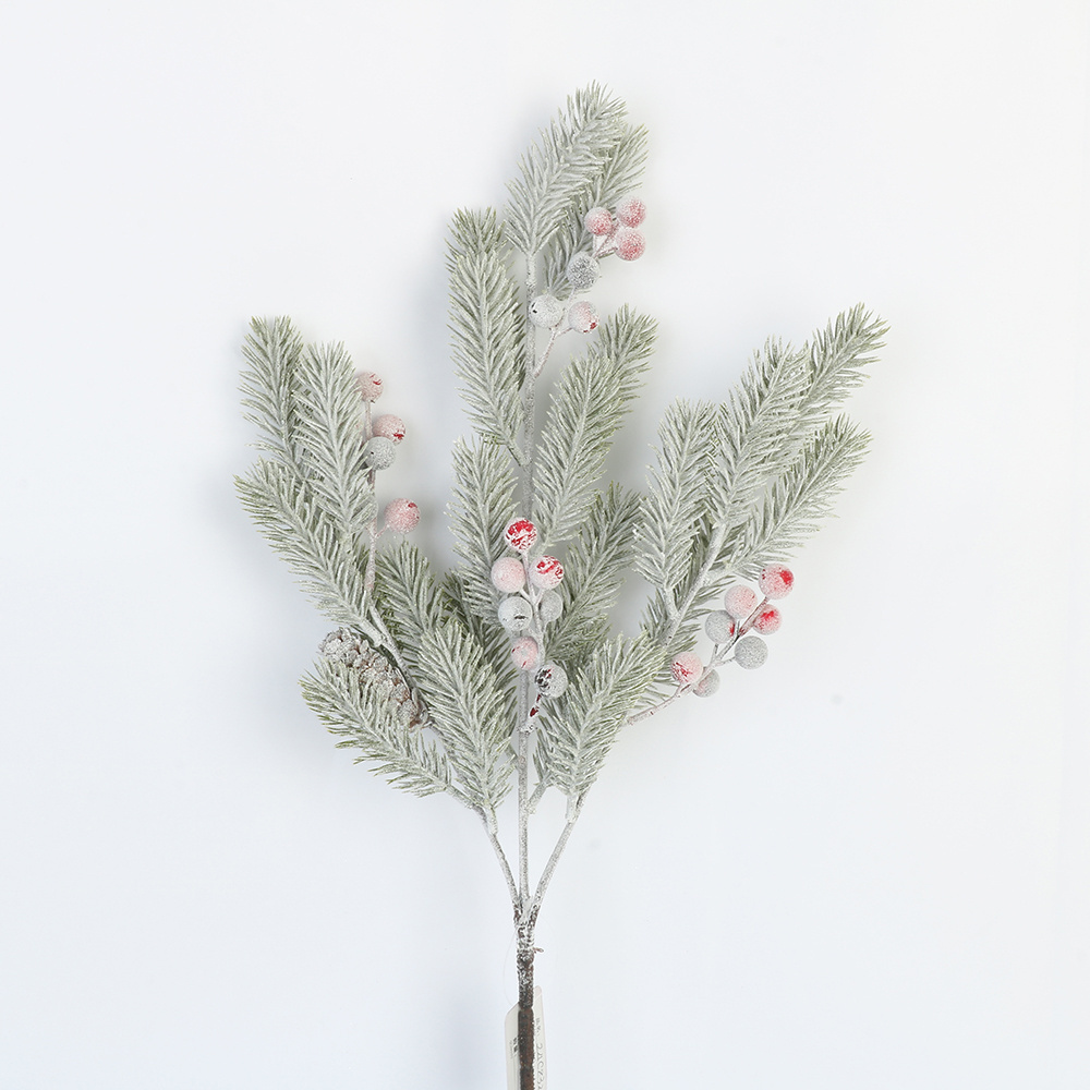 Artificial Mini Christmas Branches with Red Berries and Pine Cones for Holiday DIY Decorations