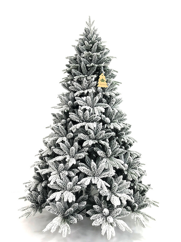 2023 NEW Green PE and PVC mixed hinged Christmas tree with snow home decor artificial Christmas flock tree