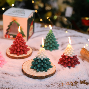 Double Color Christmas Tree Mini Scented Candle All Natural Luxury Dinner Taper Candle Christmas Decorations Gifts