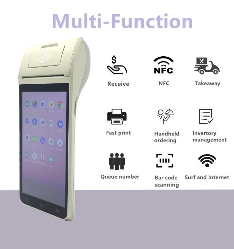 Z91 Handheld Android Pos system Terminal with Touch Screen 4G WIFI NFC IC Magnetic card reader built-in Printer