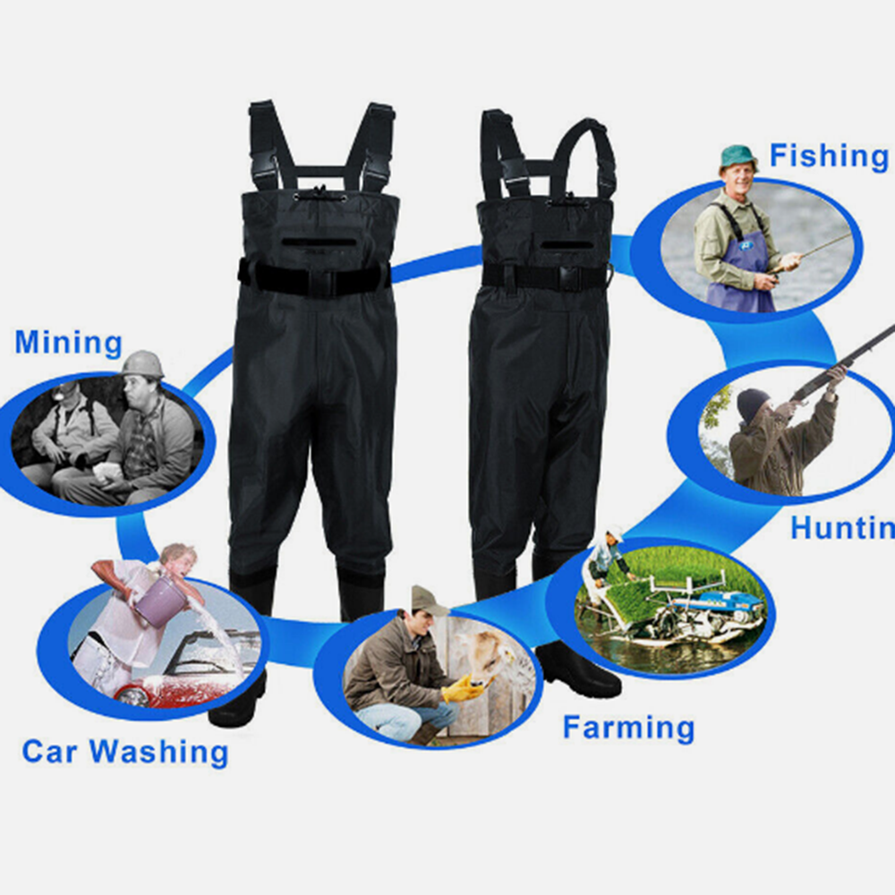 Auerka Hunting PVC Hooded Men Water Proof Fly Fishing Waders With Boot