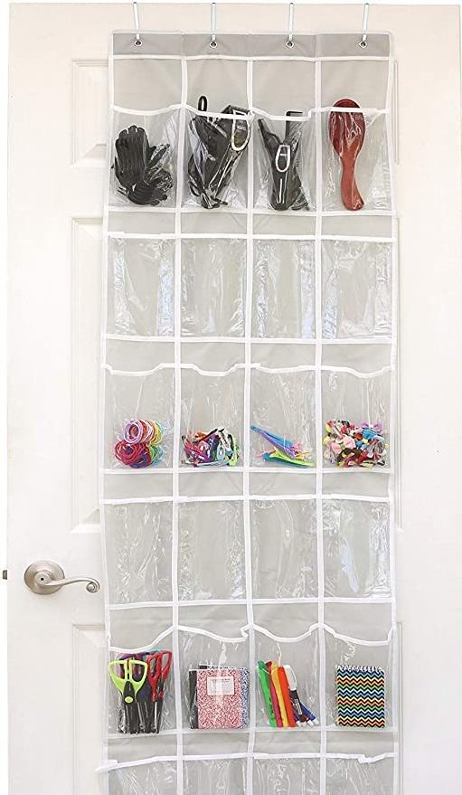 Foldable 24 Pockets -  Houseware Clear Over The Door Hanging Shoe Organizer