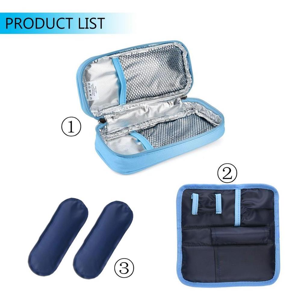 Small Insulated Reusable Portable Insulin Cooler Bag Diabetic Organizer Medical Travel Cooler Pack with 2 Ice Pack for Family