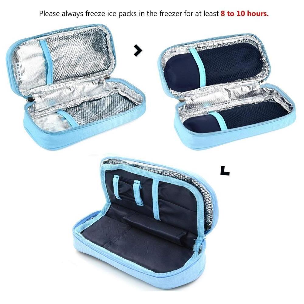 Small Insulated Reusable Portable Insulin Cooler Bag Diabetic Organizer Medical Travel Cooler Pack with 2 Ice Pack for Family