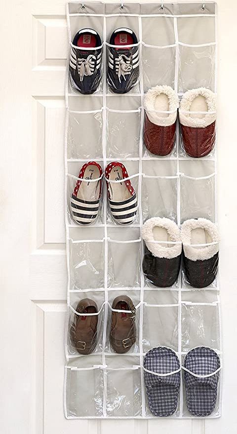 Foldable 24 Pockets -  Houseware Clear Over The Door Hanging Shoe Organizer