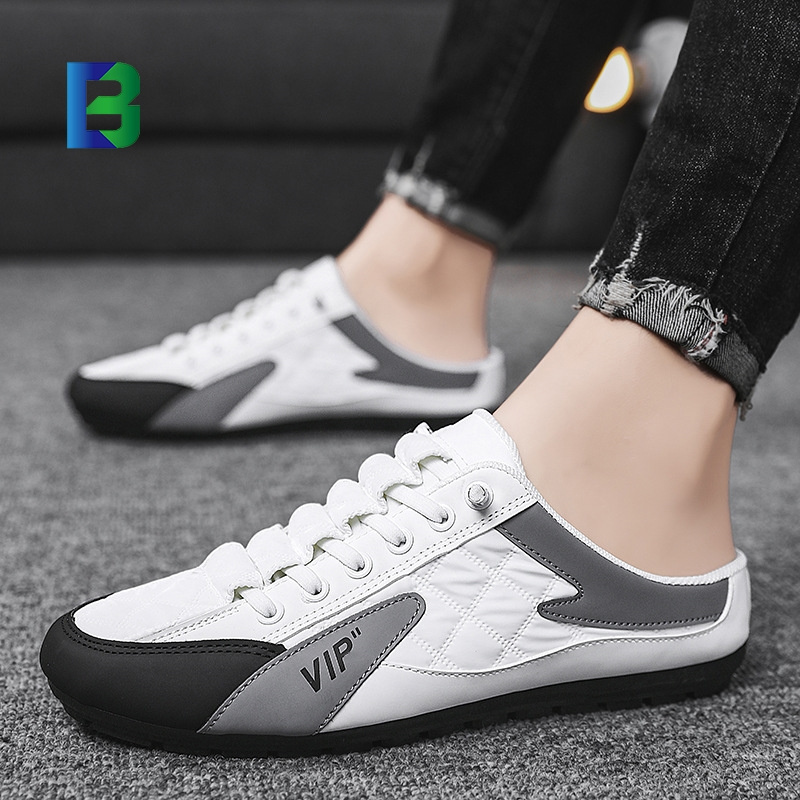 2024 Summer new Arrival Fashion men's slipper shoes one foot off half drag board sneakers lazy  bean shoes