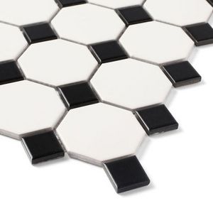 Factory Direct Sale Octagon Mosaic Tile Black and White  for Bathroom Coffee Kitchen Floor  Decoration