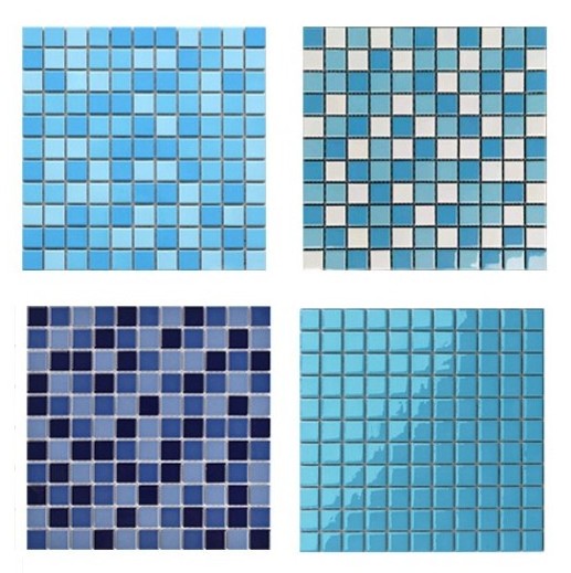 Factory Customized 306X306x6mm Glossy Porcelain Ceramic Mosaic Tiles for Swimming Pool