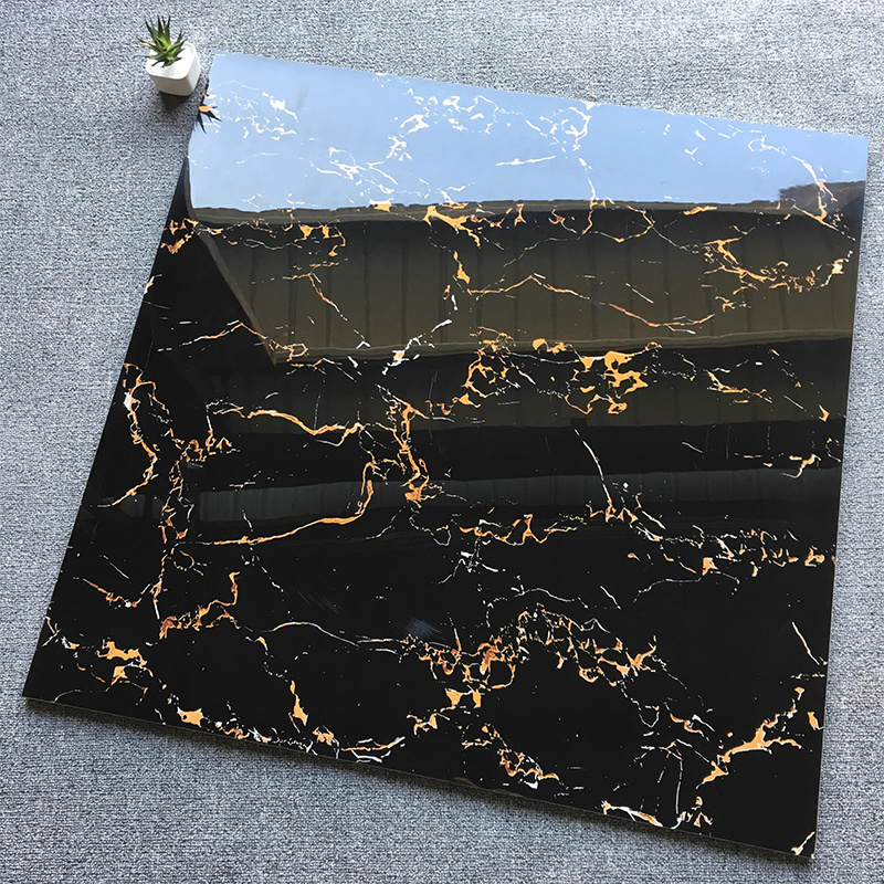 Beata Cheapest Marble Porcelain Floor Tile Black Colors 60cm By 60cm Polished Stone Tiles Live Room