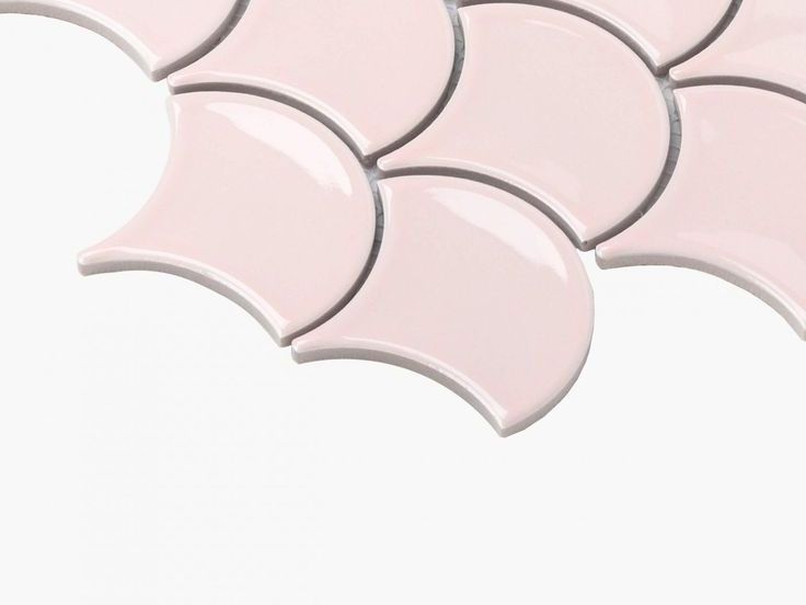 Factory Elegant Design Pink and White Moroccan Fish Scale Fan-shaped Ceramic Porcelain Mosaic for Shower Wall Decoration