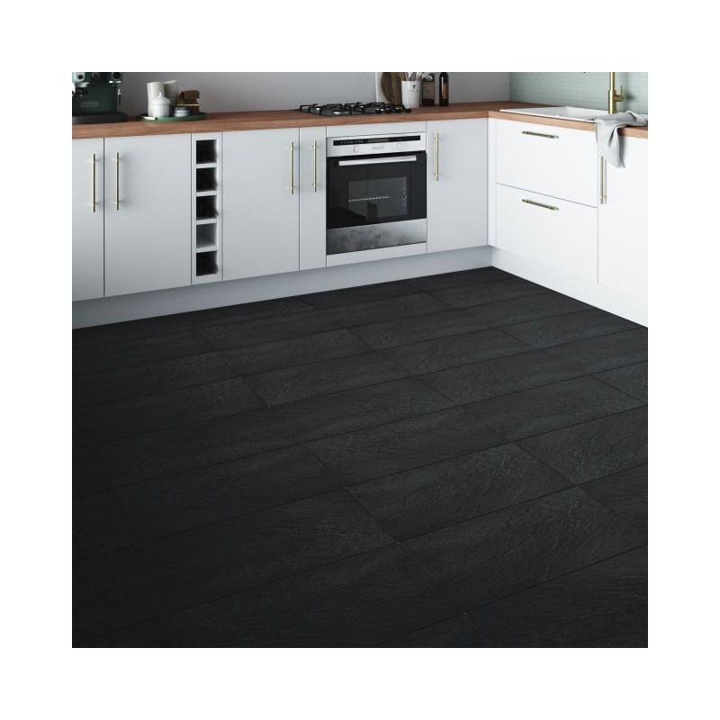 Modern Classic Style Porcelain Glazed Matt Tile and Double Floor Tile Black Living Room 60 X 30 Interior Wall Soft Tile