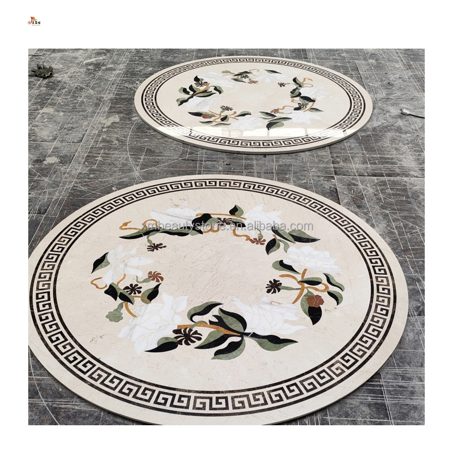 natural marble waterjet small pattern medallion for decoration stone design tile mosaic flower