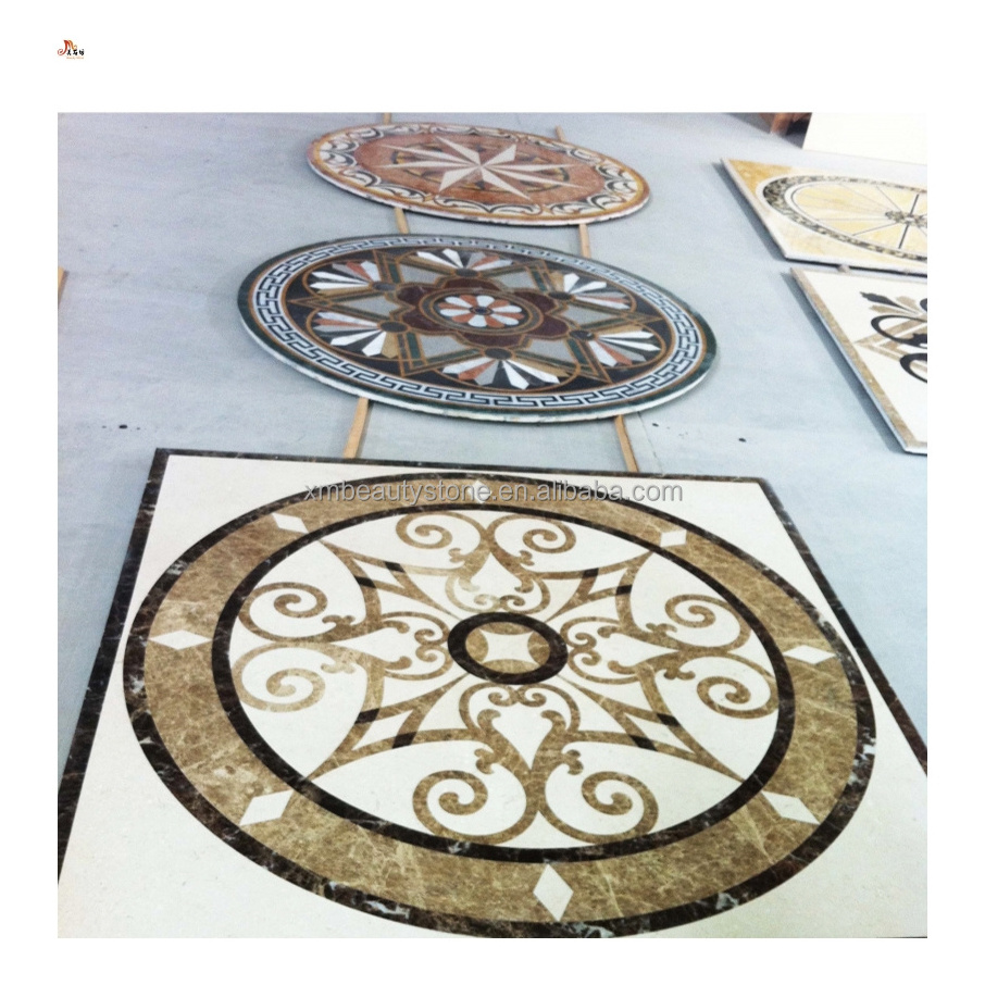 natural marble waterjet small pattern medallion for decoration stone design tile mosaic flower