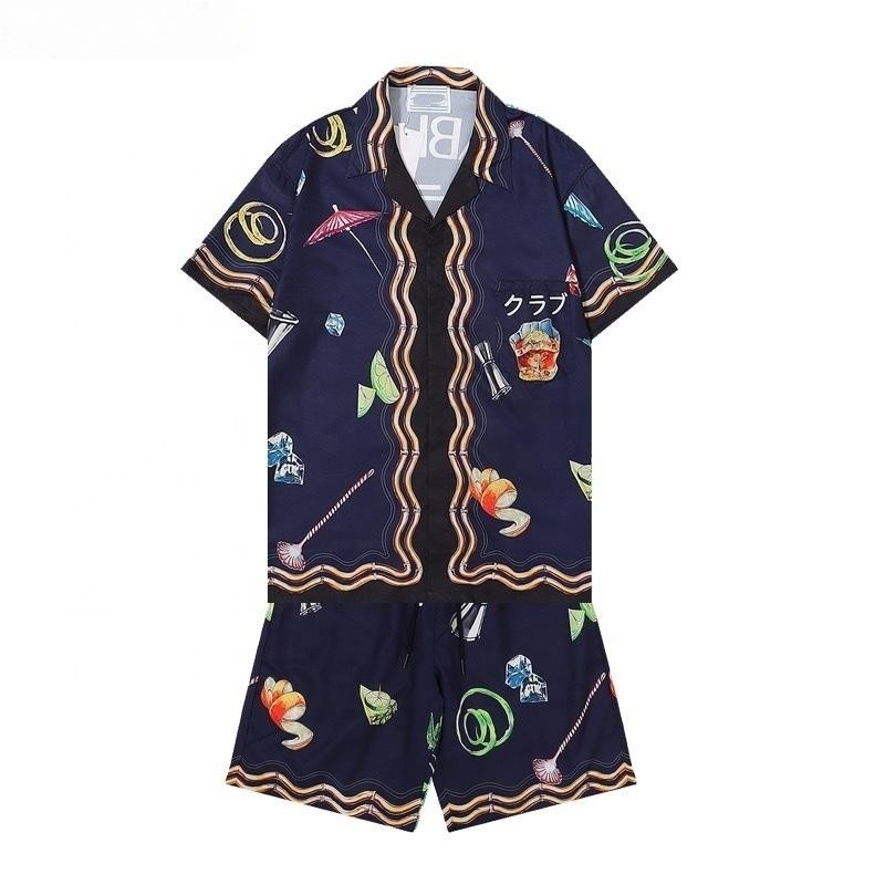 High Quality Silk Shirt Shell Print Gradient Short-sleeve Summer Holidays Women Hawaiian Shirts For Men 2022