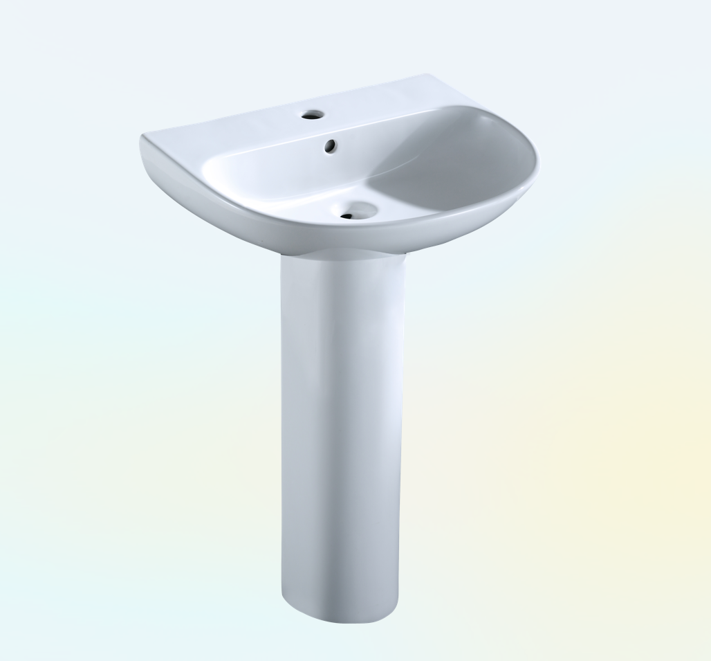 ceramic factory Hotel  pedestal sink Oval ceramic european style freestanding pedestal wash basin bathroom