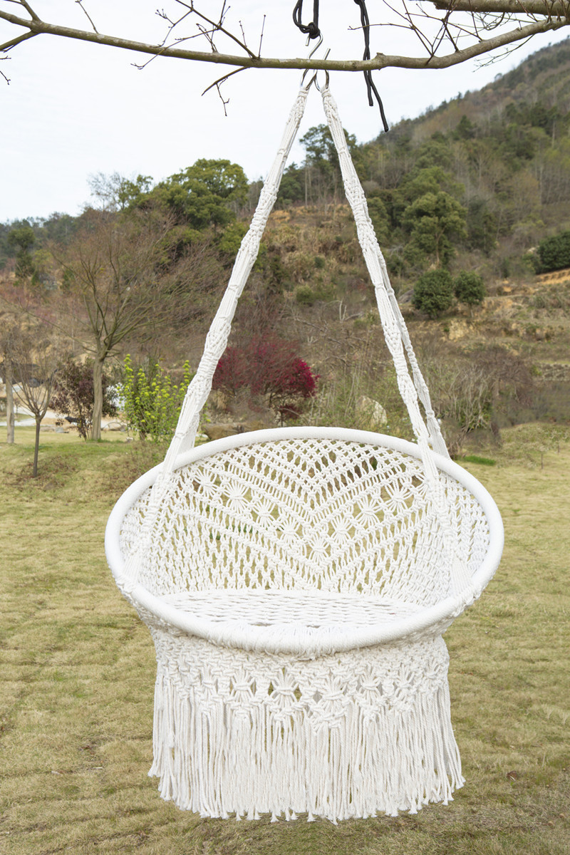 Hammock Chair Macrame Swing Hanging Cotton Rope Macrame Hammock Swing Chair For Indoor Outdoor