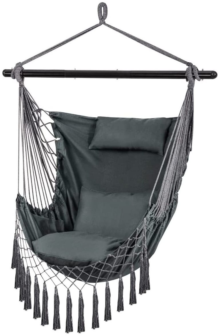 Hammock Chair With Hanging Hardware Kit Swing Chair For Indoor Outdoor Max 330 Lbs Include Carry Bag Cushions