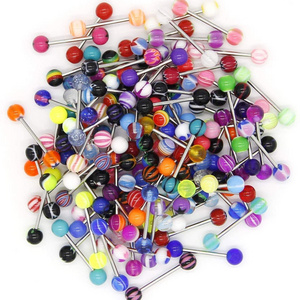 50 Pieces Color Acrylic Barbells Assorted  Wholesale Tongue Rings for Women Mens Body Piercing Jewelry