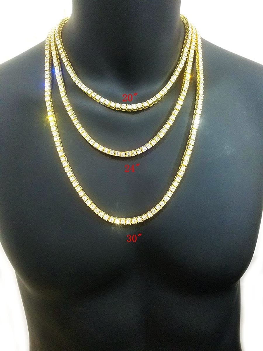 Silver Gold Multicolored Iced Out Fake Diamond Tennis Chain for Men and Women